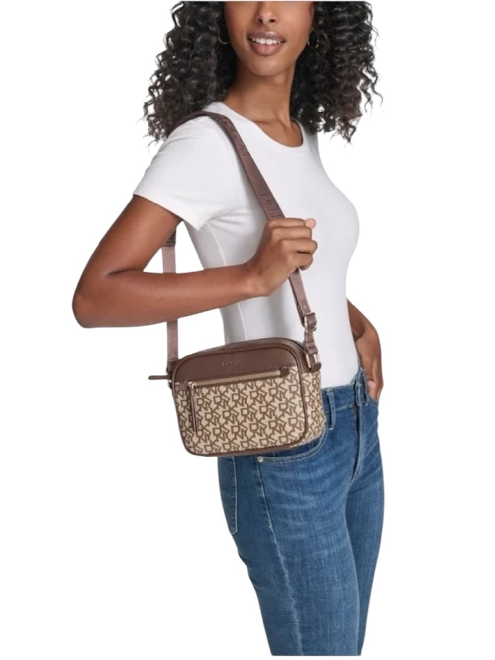 DKNY Camera Crossbody Bag Chocolate Brown/Beige